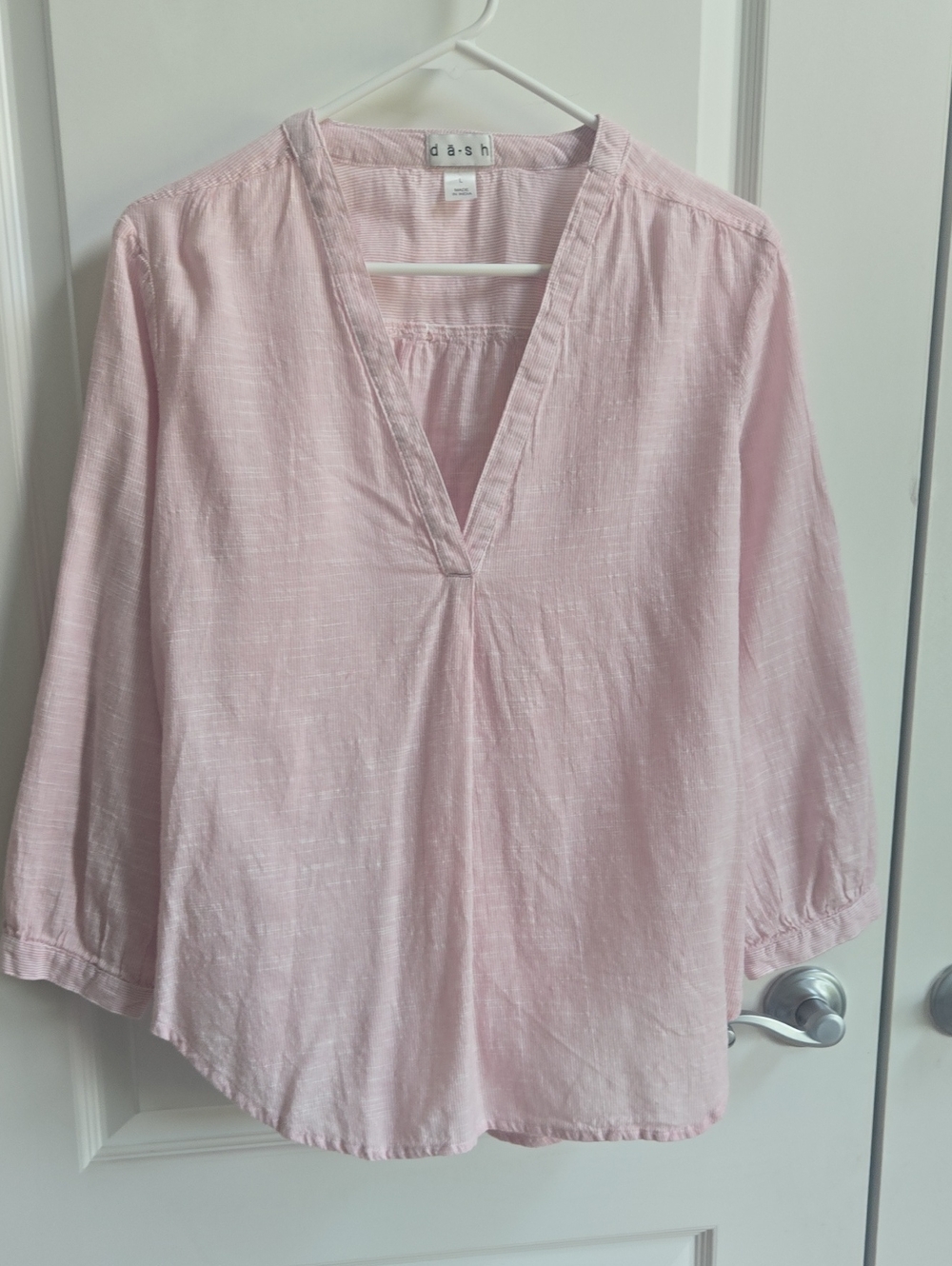 Dash Light Pink V-Neck Tunic Blouse